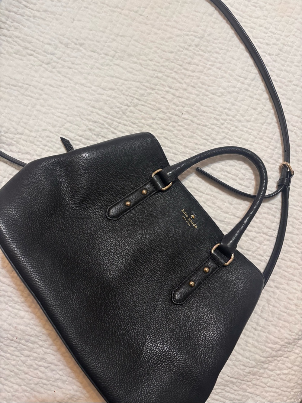 kate spade Black Pebbled Leather Satchel with Crossbody Strap